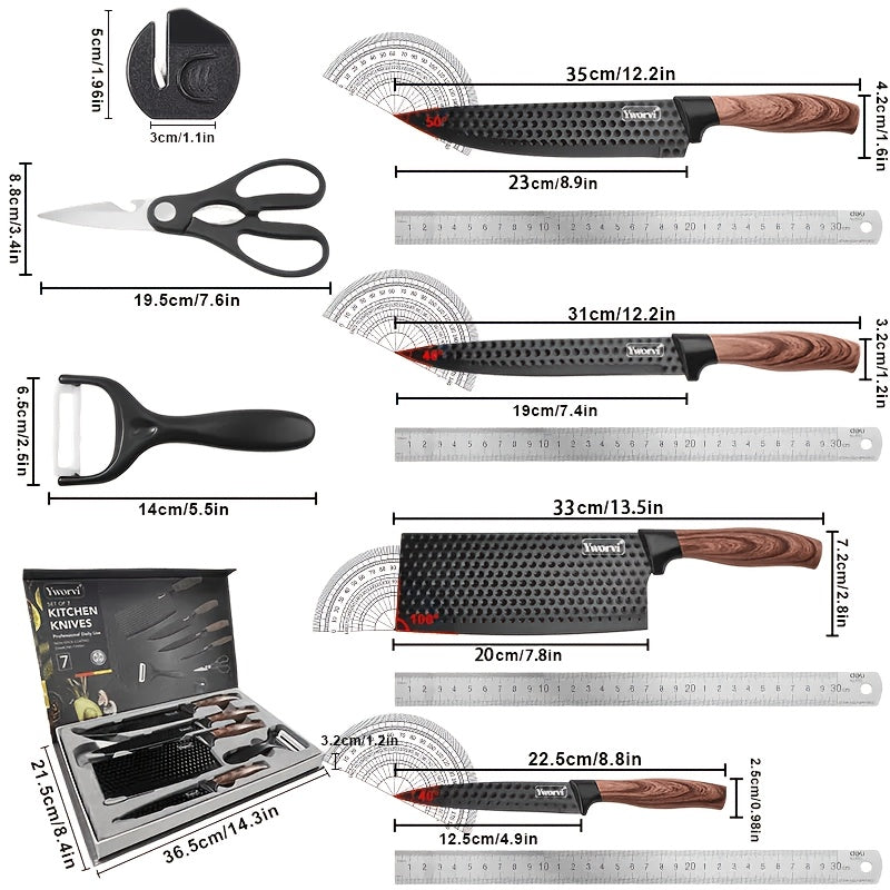 Professional Kitchen Knife Set Ultra-Sharp Stainless Steel with Knife Block & Gift Box – Chef’s Knife, Peeling Knife, Utility Knife & Scissors, Ergonomic Kitchen Gift for Family