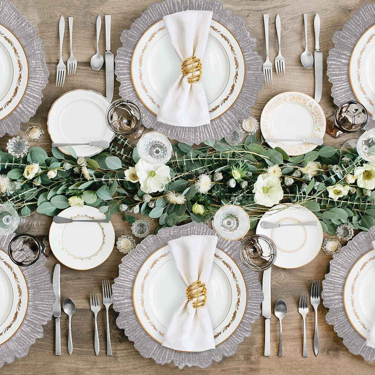 Charger Plates Set of 24 – 13 Inch Floral Reef Decorative Dinnerware for Wedding Party Table Setting Silver Gold Rose Gold Red