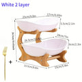 Tiered Fruit Basket Bowl 2-3 Layer Bamboo Wood Stand Kitchen Counter Serving Tray Snack Candy Plate with Fork European Style
