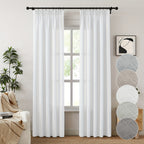 Burlap Textured Semi-Sheer Curtains Rod Pocket 2-Panel Set | Light Filtering Farmhouse Drapes for Living Room Bedroom Bathroom, W52" × H84"/96"/108", Light Grey Natural White