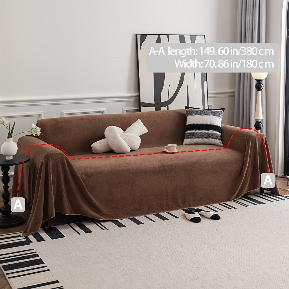 Sofa Cover Short Plush Couch Protector for 2 3 4 Seater - Machine Washable Pet Friendly Furniture Protector Slipcover All Season Thick Cushion Cover in Light Grey Deep Gray Coffee Burgundy Off White