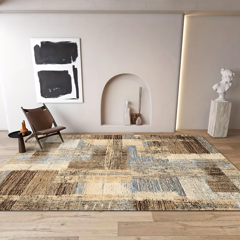 Abstract Area Rug for Living Room Indoor Outdoor - Retro Ink Watercolor Design, Anti-Slip Backing, Four Seasons Durable Floor Mat, Multiple Sizes