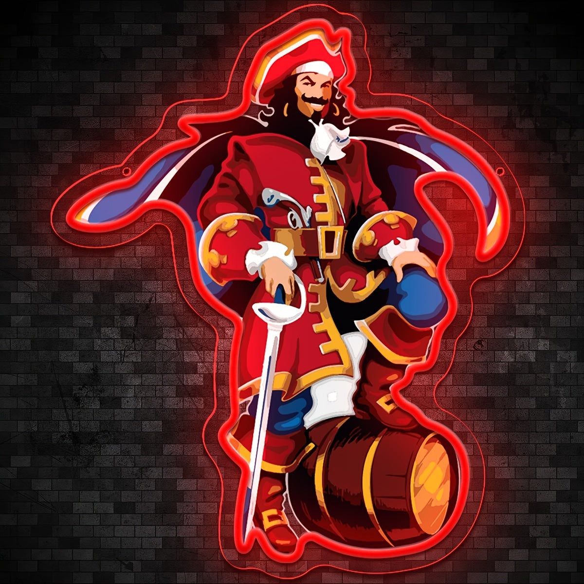 Neon Sign for Bar USB Powered LED Neon Light Wall Decor Captain Morgan Spiced Rum Sign with Push Button - Man Cave Bar Sign Home Bar Restaurant Pub Wall Hanging Decor, Red