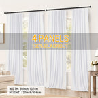 100% Blackout Faux Linen Curtains 4 Panels - Thermal Insulated Drapes with Clip Rings or Rod Pocket, Extra Wide 50" Panels for Bedroom Living Room, 10 Colors 4 Lengths