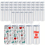 20oz Sublimation Tumbler Blanks with Lids & Straws – Stainless Steel Double Wall Insulated, White Gift Box, Bulk 8/10/25/50 Pack for Heat Press & DIY Gifts
