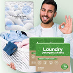 Laundry Detergent Sheets 170 Loads, Eco-Friendly Liquidless Washer Sheets, No Plastic Jug Laundry Soap, Fresh Linen Scent, HE Compatible Detergent Strips for Home & Travel