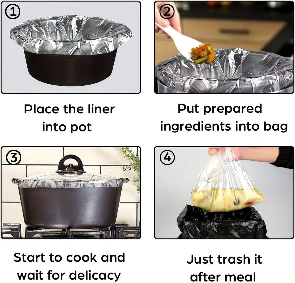 Slow Cooker Liners 40 Pack 13x21 Inch Disposable Pot Liners Fit 3-8 Quart Oval and Round Slow Cookers BPA-Free Heat Resistant to 375F Easy Cleanup