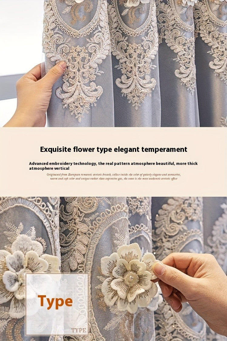 Luxury Blackout Curtains for Bedroom Living Room, European 3D Jacquard Embroidery Grommet Top Window Drapes, Thermal Insulated Light Blocking Machine Washable Panels