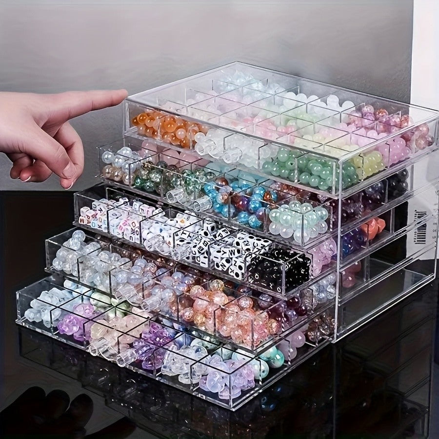 Acrylic Jewelry Storage Box 72/120 Slots Layered Organizer – Large Capacity Display Case for Earrings, Necklaces, Bracelets, Rings & Watches – Clear Stackable Jewelry Organizer Box for Women