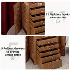 Jewelry Box with Lock & Mirror, Large 6-Tier Jewelry Case with 5 Drawers, Lockable Jewelry Storage Organizer for Women, Girls & Loved Ones — Jewelry Armoire Gift