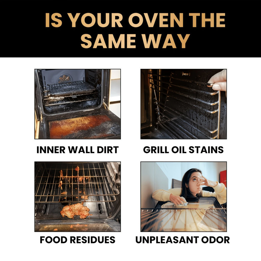 Oven & Stove Foam Cleaner Spray – Powerful Degreaser Removes Stubborn Grease & Baked-On Stains from Ovens, Grills, Stovetops & Metal Surfaces – Gentle Formula with Citric Acid, Kitchen Cleaning Essentials