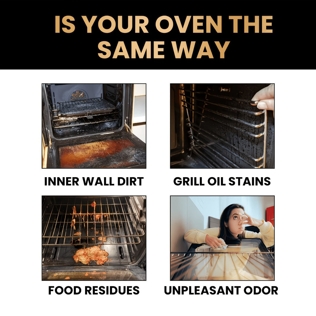Oven & Stove Foam Cleaner Spray – Powerful Degreaser Removes Stubborn Grease & Baked-On Stains from Ovens, Grills, Stovetops & Metal Surfaces – Gentle Formula with Citric Acid, Kitchen Cleaning Essentials