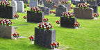 Artificial Cemetery Flowers for Grave with Saddles Silky Rose Bouquets with Vases Headstone Flower Saddle Memorial Day Outdoor Grave Headstone Decoration