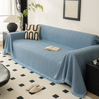 Herringbone Sofa Cover with Tassels – Washable Polyester Throw for 3-Seater, 4-Seater & Large Sofas | Grey, Coffee, Green