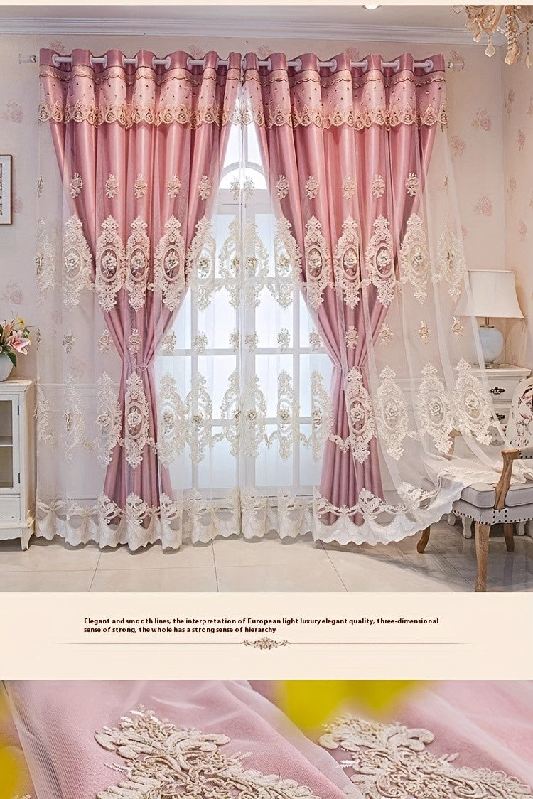 Luxury Blackout Curtains for Bedroom Living Room, European 3D Jacquard Embroidery Grommet Top Window Drapes, Thermal Insulated Light Blocking Machine Washable Panels