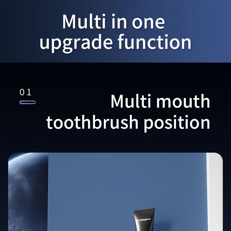 Smart Toothbrush Sterilizer & Organizer with Automatic Toothpaste Dispenser, 5-Slot Holder, 2 Rinse Cups, USB Rechargeable & Clock Display – Modern Bathroom Caddy