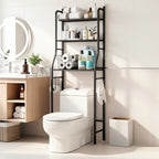 Over Toilet Storage Rack 3 Tier Metal Bathroom Organizer No Drill Space Saving Vertical Shelf Above Toilet Minimalist Design White or Black Small Bathroom Storage Solution