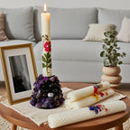 Floral Cone Shaped Decorative Candles 4 Pack 10 Inch Cylindrical Beeswax Taper Candles for Holiday Parties Valentine's Day Mother's Day Wedding Table Centerpiece Home Decor Gift