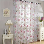 Peony Floral Sheer Curtains Grommet Top – Tulle Voile Light Filtering Drapes for Bedroom Living Room, Purple Pink, Set of 2 Panels