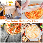 Pizza Making Set 7 or 8pcs – Aluminum Pizza Peel, Carbon Steel Pan, Rocker Cutter, Pie Server, Silicone Brush & Oven Mitts, Complete Pizza Tools for Oven & Grill