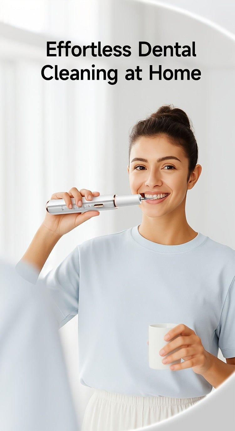 Rechargeable Electric Tooth Cleaner – 5-Speed Dental Plaque Remover with LED Light, USB Charging, Mirror & 2 Replaceable Brush Heads, Teeth Gap Cleaning Tool