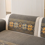 Chenille Sofa Slipcover Non-Slip Removable Couch Cover, 100% Polyester Boho Vintage Style Sofa Towel for 1 to 4-Seater Sofas & Armrests, Four Seasons Universal Home Decor in Dark Gray, Light Gray & Blue