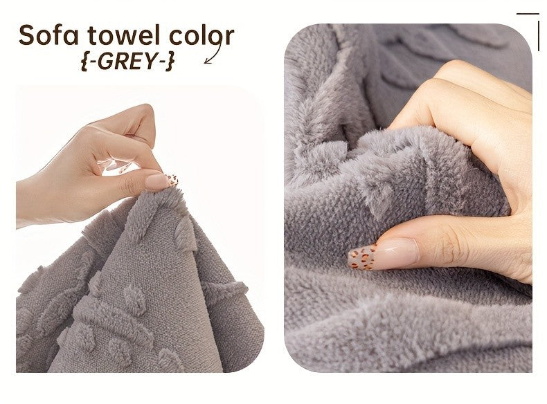 Faux Rabbit Fur Sofa Cover Thick Winter Warm Couch Protector Non-Slip Machine Washable Pet-Friendly Floral Sofa Slipcover for 1 2 3 4 Seater Living Room Bedroom