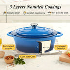 4.5 Qt Cast Iron Dutch Oven with Enamel Coating – Oval Casserole Pot with Lid for Bread Baking, Slow Cooking & Roasting, Works on All Stovetops