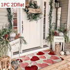 Heart Pattern Floor Mat - Red Pink Heart-Shaped Sponge Carpet for Couple Bedroom Entrance Porch Indoor Outdoor, Valentine's Day Romantic Home Decor