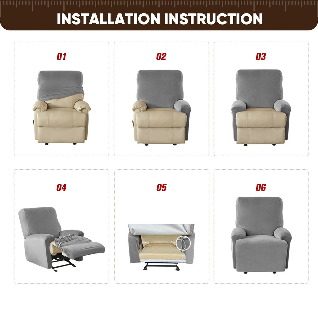 8-Piece Recliner Slipcover Set for 3-Seat Sofa – Flexible Soft Slide Sleeve Furniture Protector with Pocket, Stretch Couch Cover for Living Room, Office & Sofa Chair