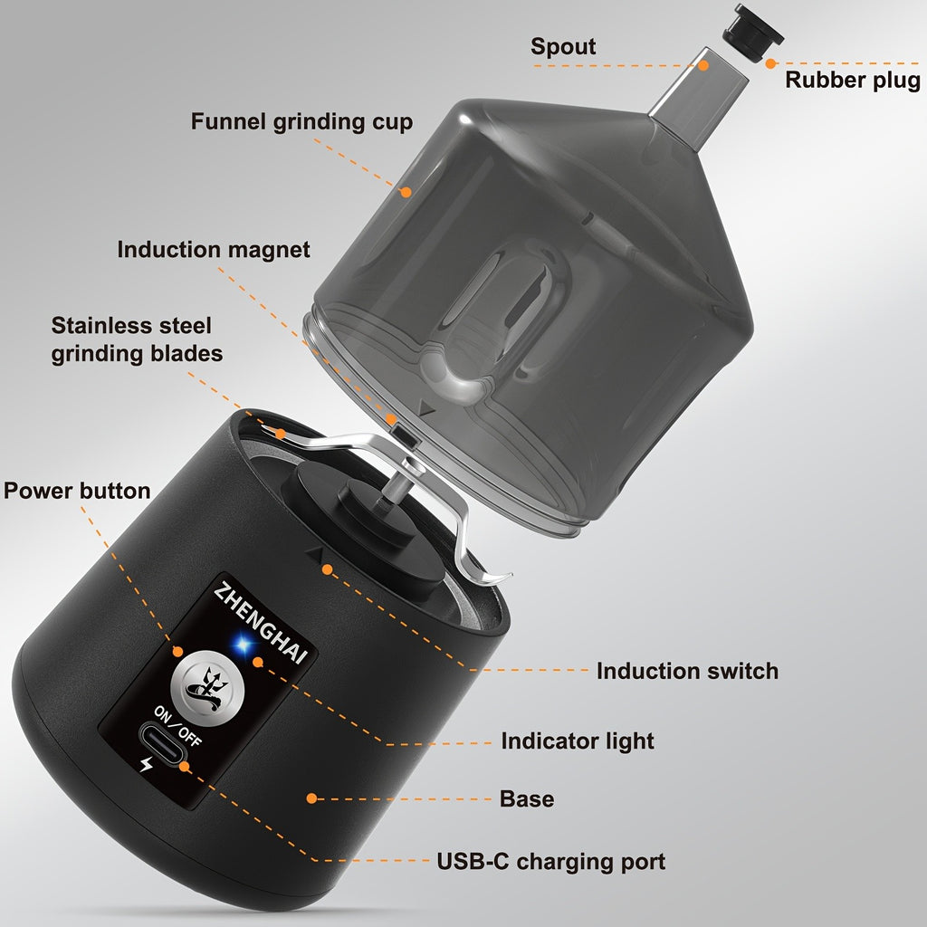 P2 Portable Electric Spice Grinder 150W – USB-C Rechargeable, Pulse Mode, Fast Grinding for Spices & Herbs | Travel Size | 5 Colors
