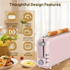 2-Slice Slim Toaster – 6 Shade Settings, Cancel Reheat & Defrost, 10" Long Slot, Auto Shut-Off, Removable Crumb Tray | 5 Colors