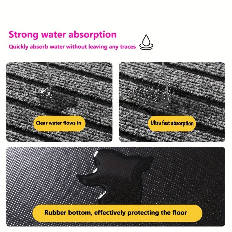 Striped Non-Slip Floor Mat with Rubber Bottom - Dust Removal Entrance Door Mat for Kitchen, Entryway & Indoor Use, Easy Clean Durable Carpet Mat in Multiple Sizes & Colors