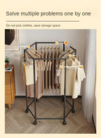 Hexagonal Rotating Clothes Rack with Wheels Large Capacity Freestanding Garment Rack for Bedroom Closet Entryway