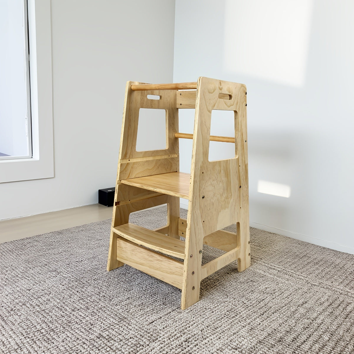 Toddler Learning Tower Kitchen Helper Stool – Safe Standing Step Stool for Kids at Kitchen Counter, Adjustable Height Toddler Tower for Cooking & Learning, Available in Random & Wood Color