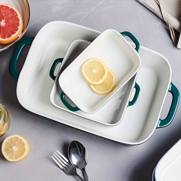 Porcelain Rectangular Baking Dish 12.8 x 8.9 Inch Ceramic Bakeware for Cakes Dinners Casseroles & Banquets - Oven Safe Roasting Pan