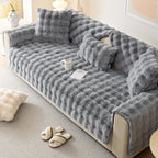 Faux Rabbit Fur Plush Sofa Cover Thick Milkskin Split Slipcover Cozy Winter Warmth Pet Friendly Machine Washable 1 2 3 4 Seater Living Room Bedroom Office