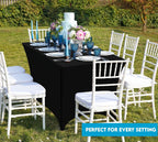 Spandex Fitted 6FT Tablecloth for Rectangular Tables – Wrinkle-Resistant Elastic Table Cover for Parties, Weddings, Trade Shows & Events – 2/4/8/12-Pack in Black, White & Light Yellow