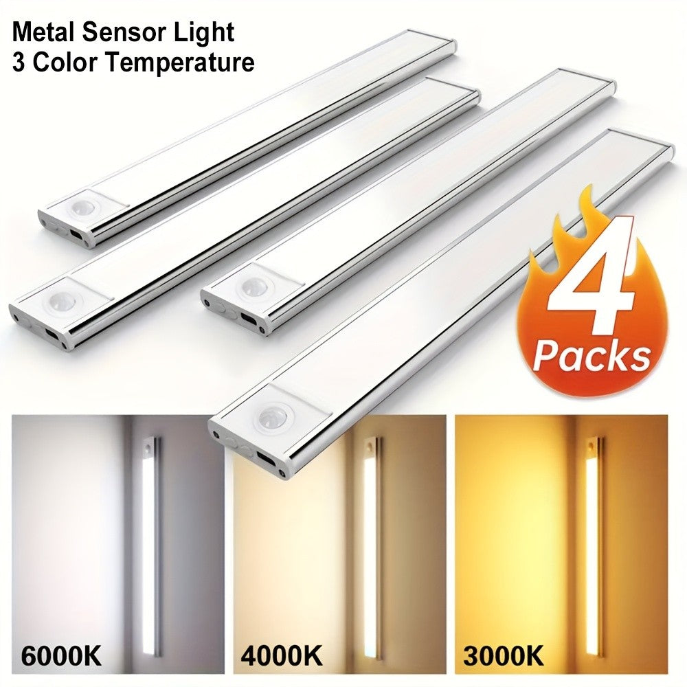 LED Motion Sensor Under Cabinet Lights USB-C Rechargeable - 3 Color Temperatures, Adjustable Brightness, Magnetic Stick-On, for Kitchen Cabinet Closet Wardrobe Stairs | Nuvia Haven