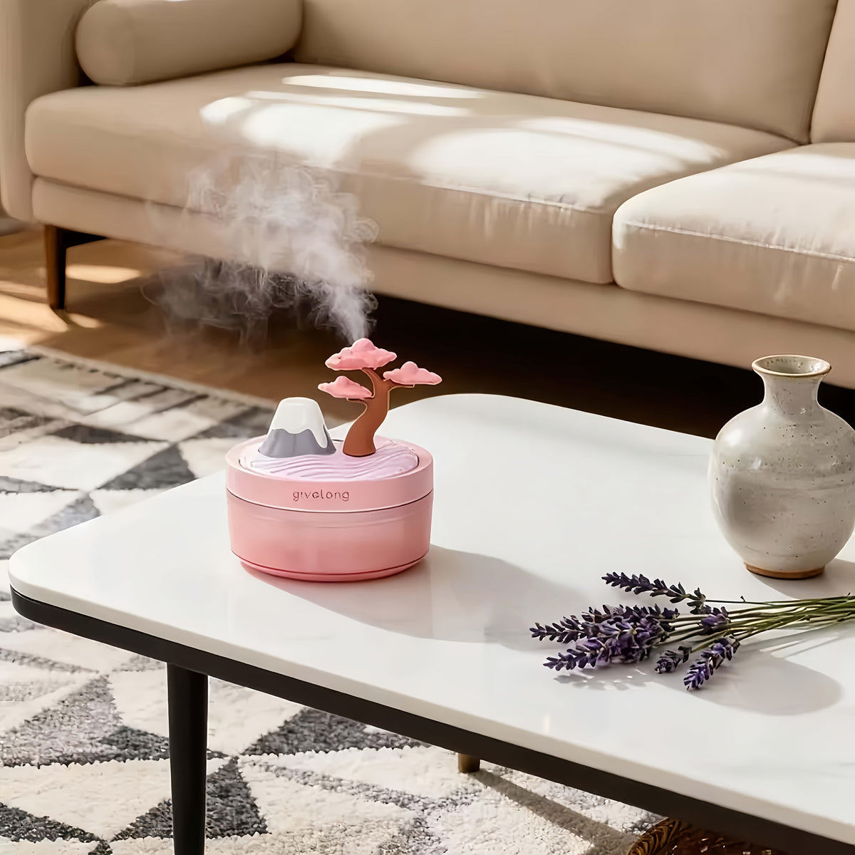 Mini Humidifier Cute Cactus & Coconut Tree Desktop Design - Small Cool Mist Humidifier for Bedroom Nightstand Office Desk, Silent USB Humidifier, Air Humidifier Home Decor Gift