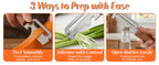 Vegetable Peeler Set 4-Piece Wooden Handle Stainless Steel Wide Blade – 3-in-1 Peeler Shredder & Bottle Opener for Potato Carrot, Kitchen Camping Travel Holiday Banquet Tool