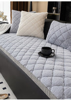 Thickened Faux Rabbit Fur Sofa Cover or Cushion Cover 2-in-1 Non-Slip Machine Washable Pet-Friendly Warm Plush Seat Pad for Bedroom Office Living Room Home Decor
