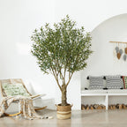 Artificial Olive Tree with Black Planter 5 6 7 8ft UV Resistant Faux Olive Plant Silk Leaves Mediterranean Indoor Outdoor Decor Living Room Office Bedroom Gift