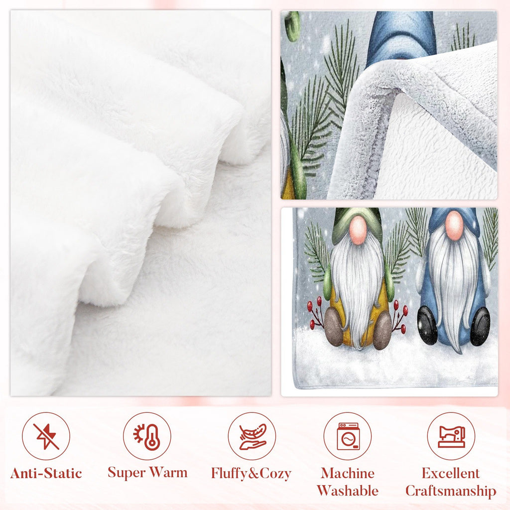 Gnomes Flannel Throw Blanket – Soft Warm Whimsical Print, All-Season Cozy Blanket for Sofa, Bed & Living Room | Halloween & Christmas Decor | 40×50in / 50×60in