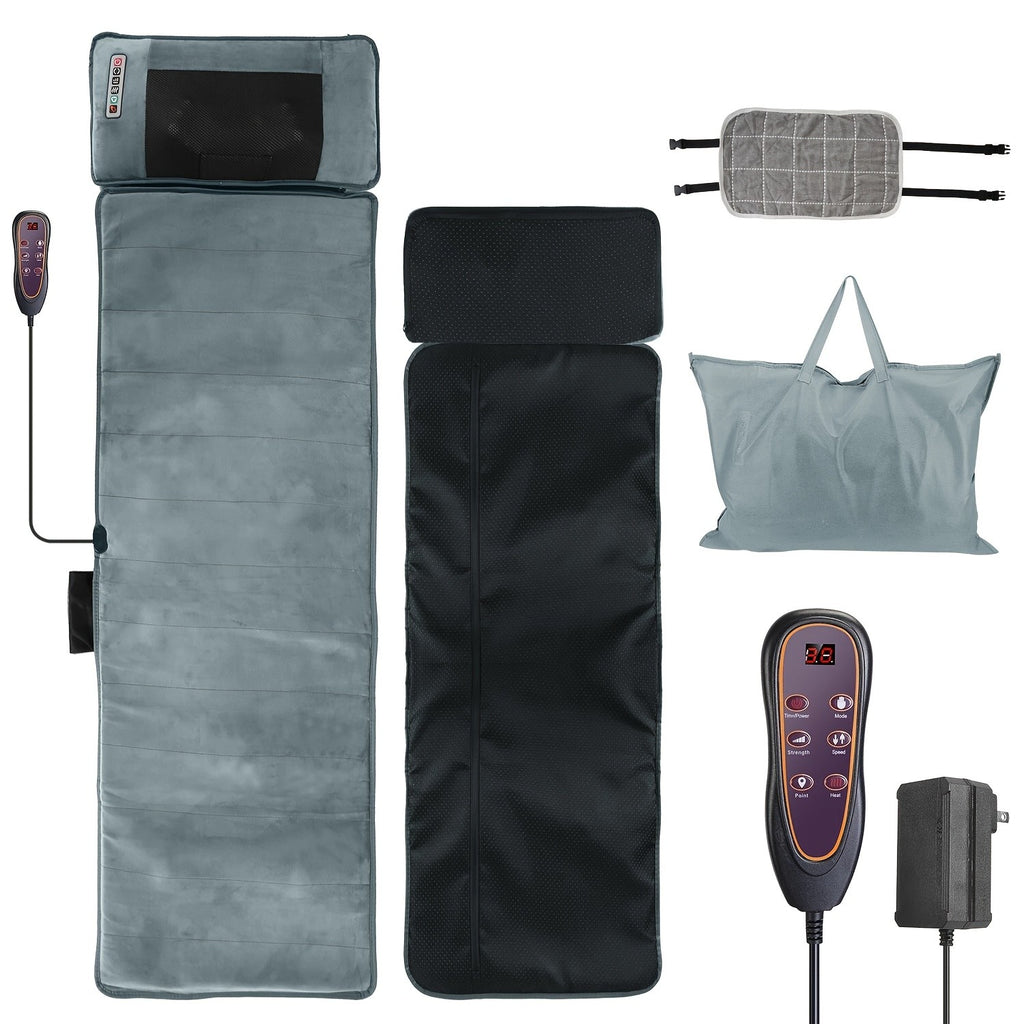 Full Body Massage Mat with Heat & 9 Vibration Modes – Shiatsu Neck Massager Acupressure Kneading for Neck Back Waist Hip Leg, Smart Timer Storage Bag, Gift for Mom Dad