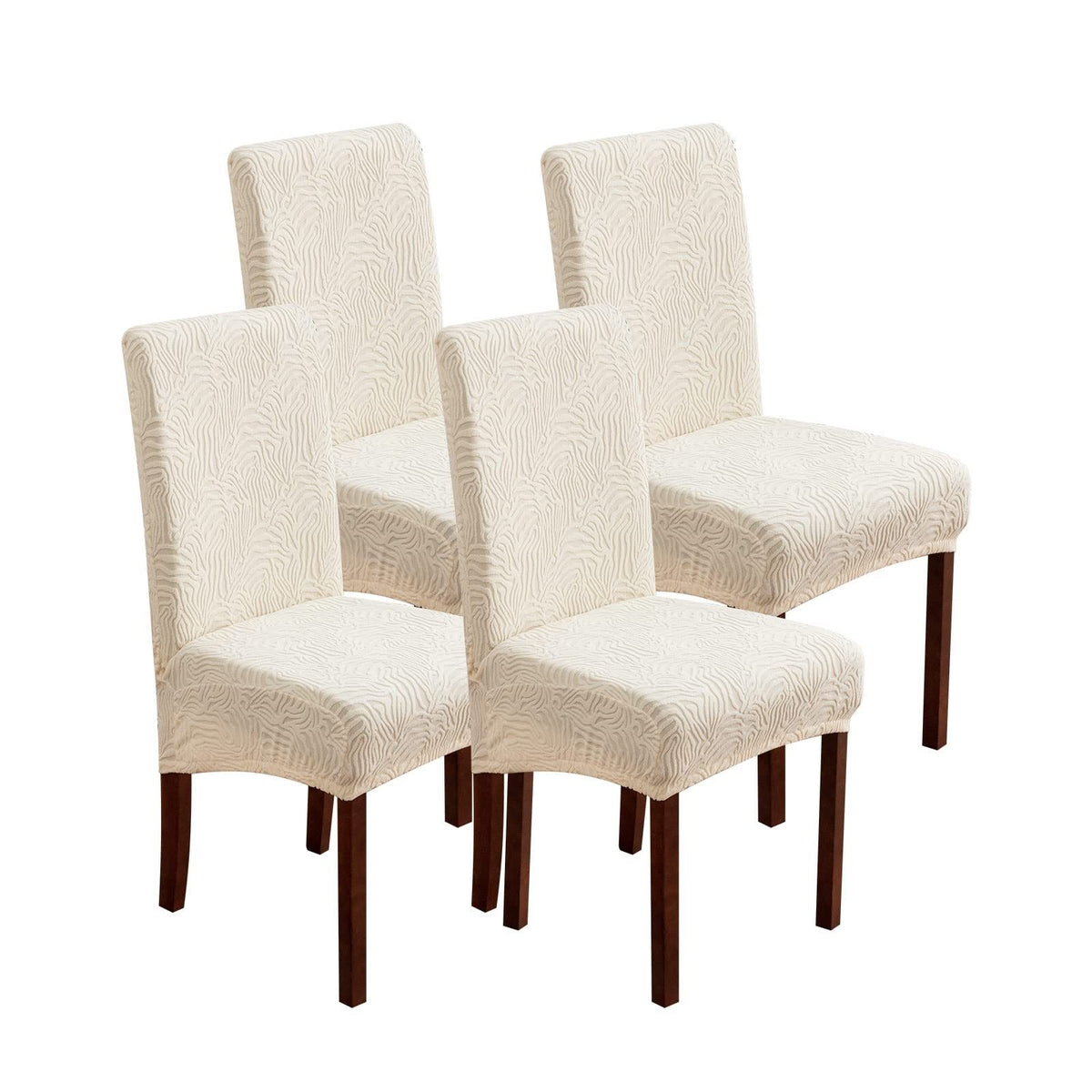 Stretch Jacquard Dining Chair Covers 4/6 Pack – Polar Fleece Slipcovers with Elastic Band, Removable Washable Chair Protector for Dining Room Kitchen Hotel Restaurant Home Decor