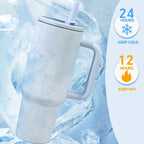 40oz Insulated Tumbler with Straw & Handle - Double Wall Stainless Steel Vacuum Cup for Hot & Cold Drinks, Reusable Travel Mug, 8 Colors | Nuvia Haven