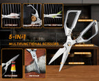 Kitchen Scissors Set 2pc Heavy Duty Stainless Steel Meat Shears Dishwasher Safe - Sharp Poultry Shears for Chicken Bones Turkey Fish 7-Inch Blade Ergonomic Handle Gift Box, Red/Black/Black & White