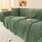 Chenille Fringe Couch Protector Slipcover – Super Soft Pet-Friendly Solid Sofa Cover for 2 3 4 Seater, Living Room Decoration, Cream White Green Grey Orange