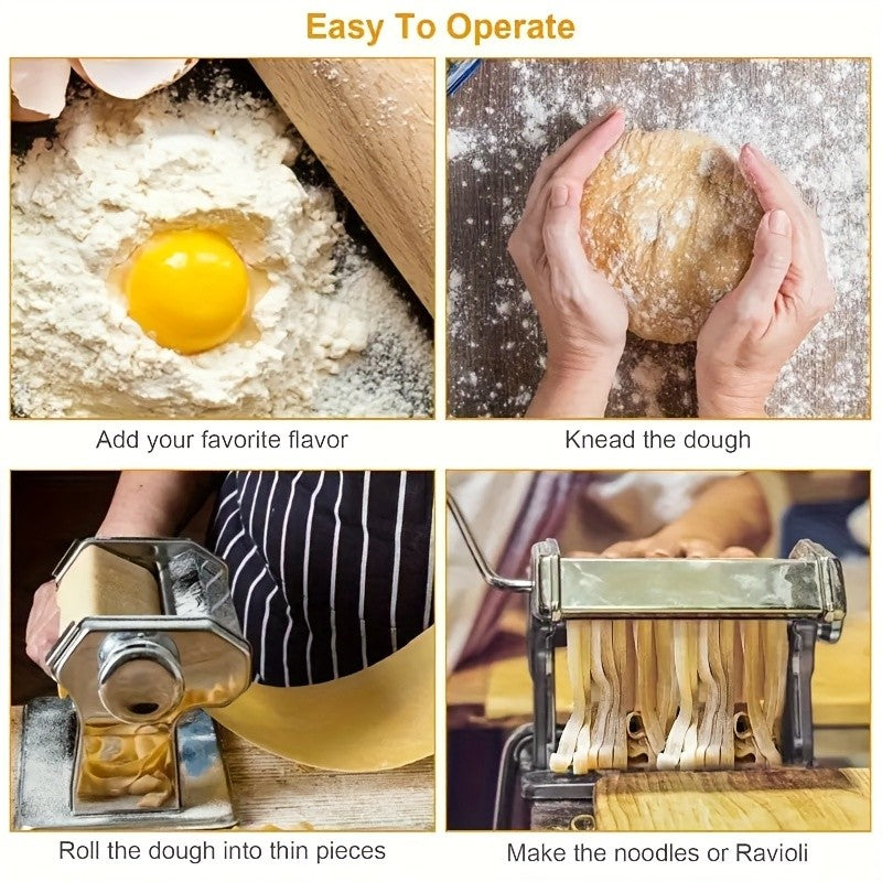 2-in-1 Pasta Maker Machine with Roller & Cutter - 8 Adjustable Thickness Settings, Makes Spaghetti, Fettuccine, Lasagna & Dumpling Wrappers